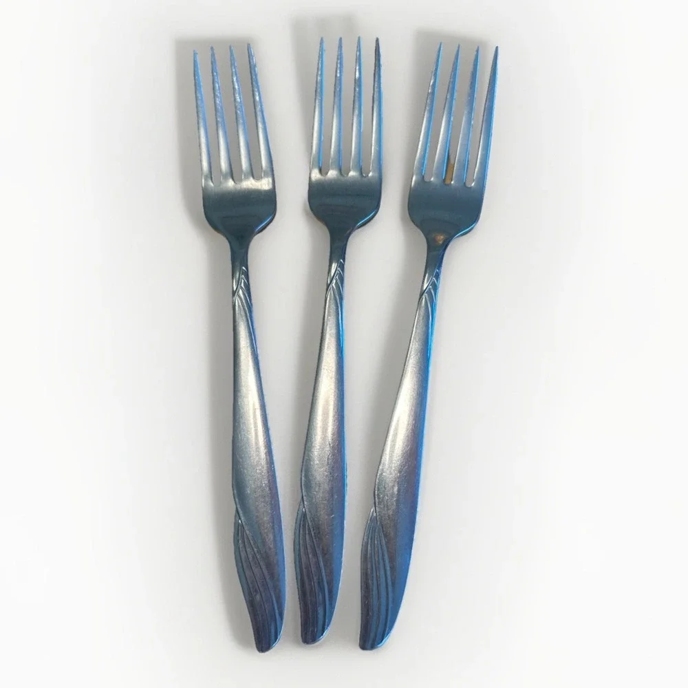 SURF Stainless by Oneida‎ Ltd 7 3/8 Inch (set of 3) Dinner Forks Rare Flatware